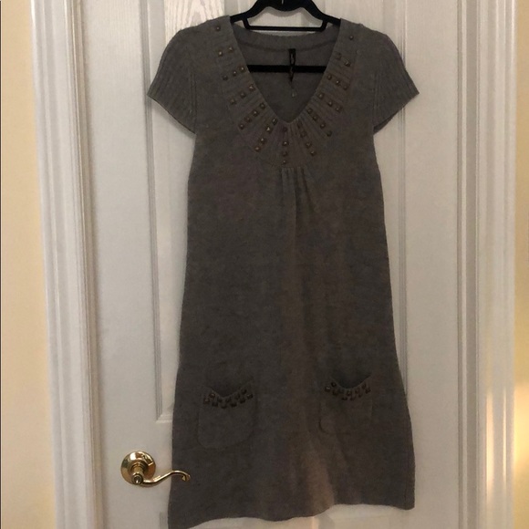 Grey Studded Sweater Dress - Picture 1 of 5